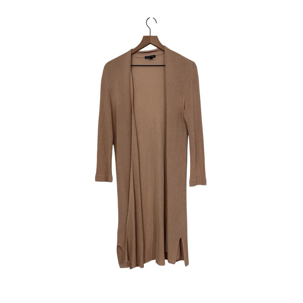 Eileen Fisher Open Front Longline Tencel Lyocell Tan Cardigan Size Small Capsule